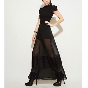 Black long sheer dress